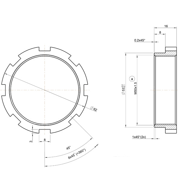 Lock Nut M50X1.5 for 50mm Ø Air Jacks