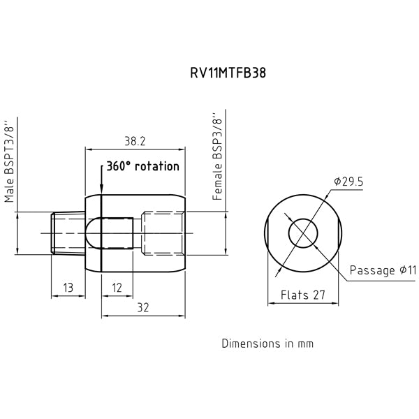 PNEUMATIC SVIVEL 3/8"