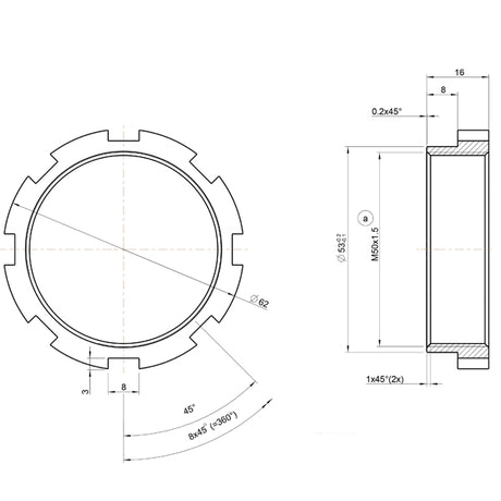 Lock Nut M50X1.5 for 50mm Ø Air Jacks