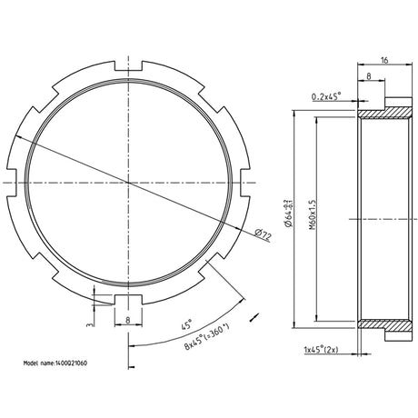 Lock Nut M60x1.5 for 60mm Ø Air Jacks