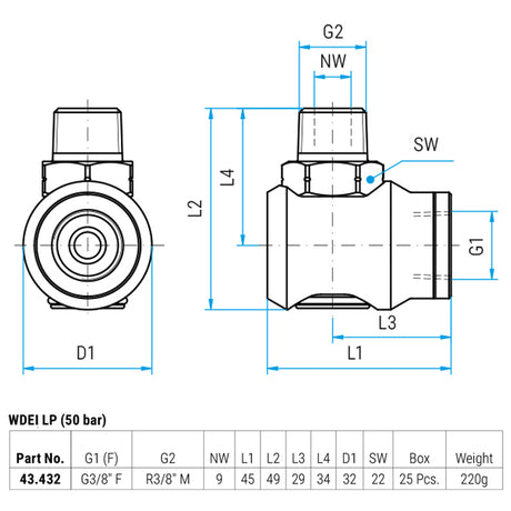 3/8" BSP 90° Full StainlessSteel Swivel