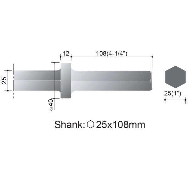 1" HEX FLAT CHISEL - 18" LONG