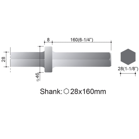 1 1/8" HEX FLAT CHISEL - 18" LONG