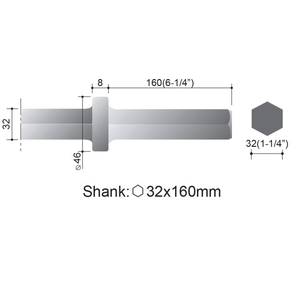 1 1/4" HEX 75mm WIDE CHISEL