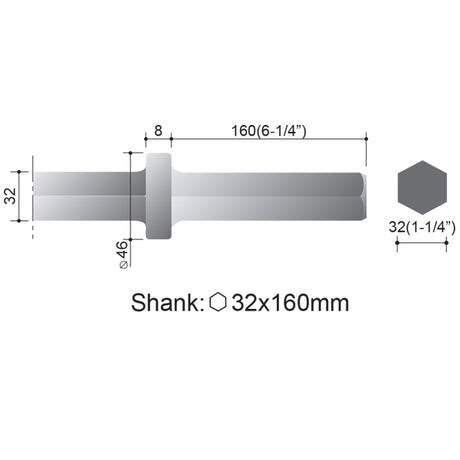 1 1/4" HEX FLAT CHISEL - 24" LONG