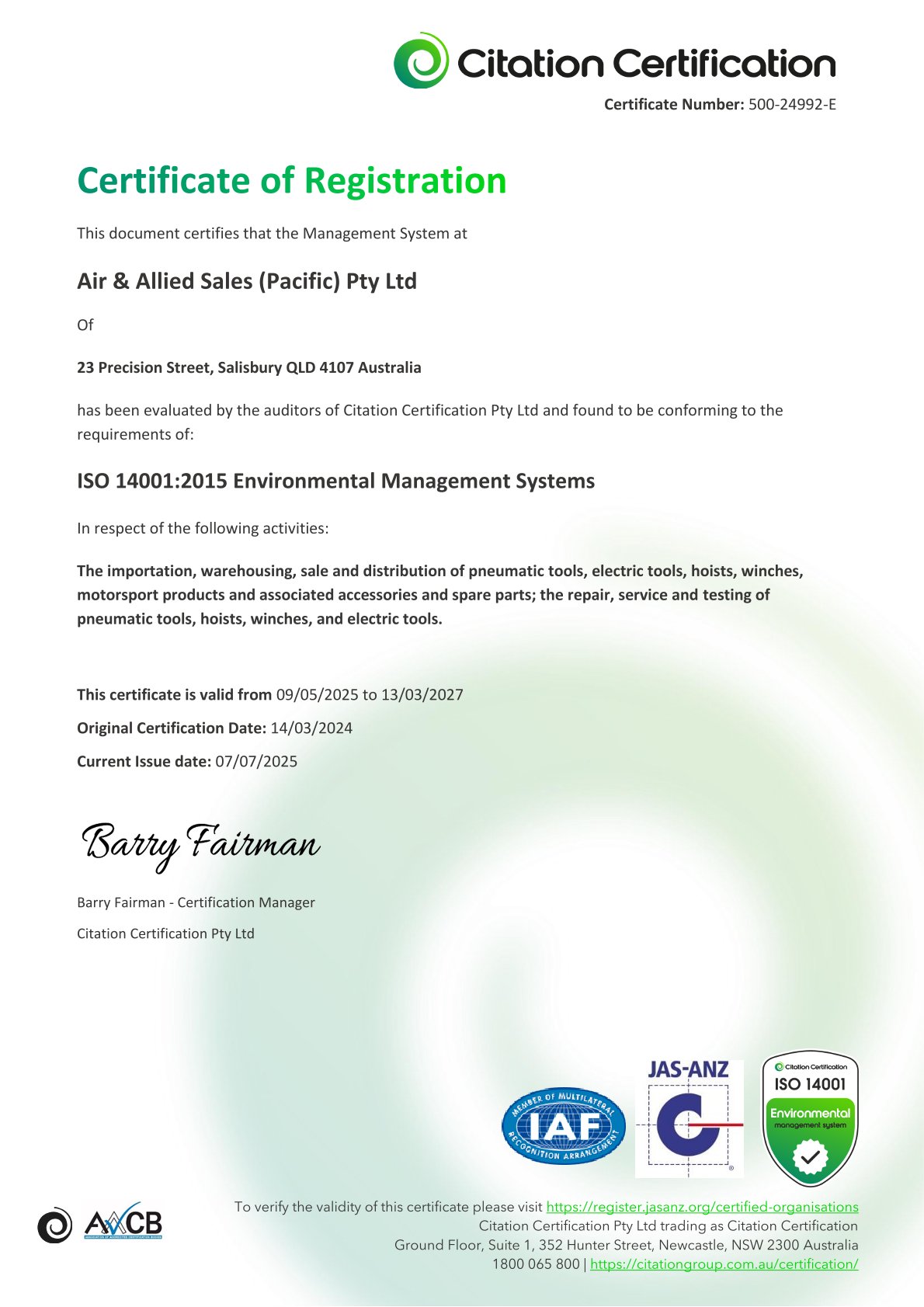 ISO 14001:2015 Certification