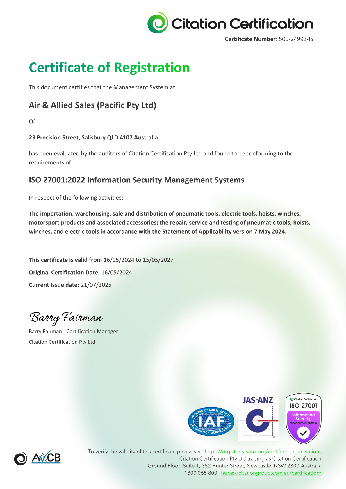 ISO 27001:2015 Certification