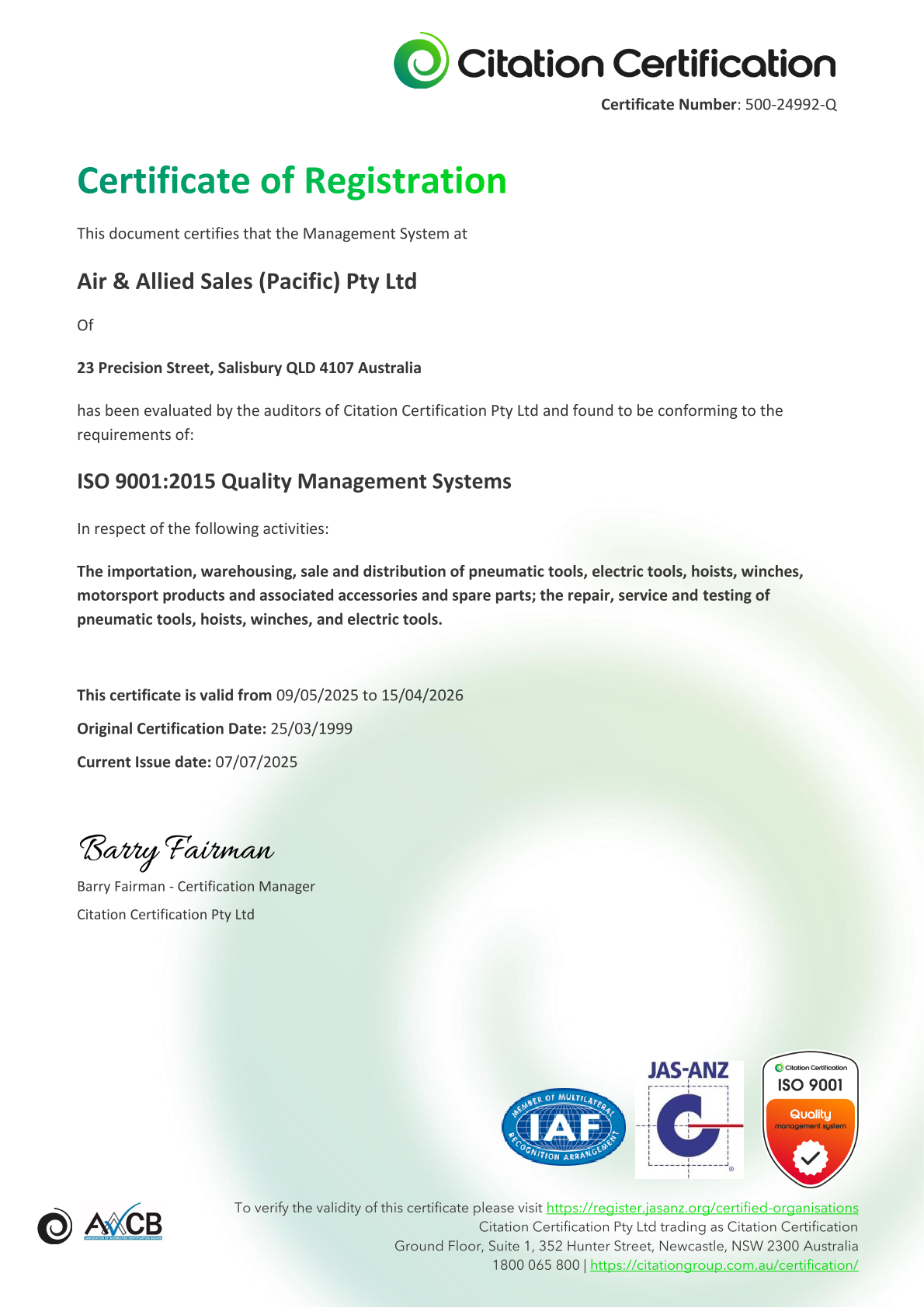 ISO 9001:2015 Certification